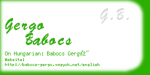 gergo babocs business card